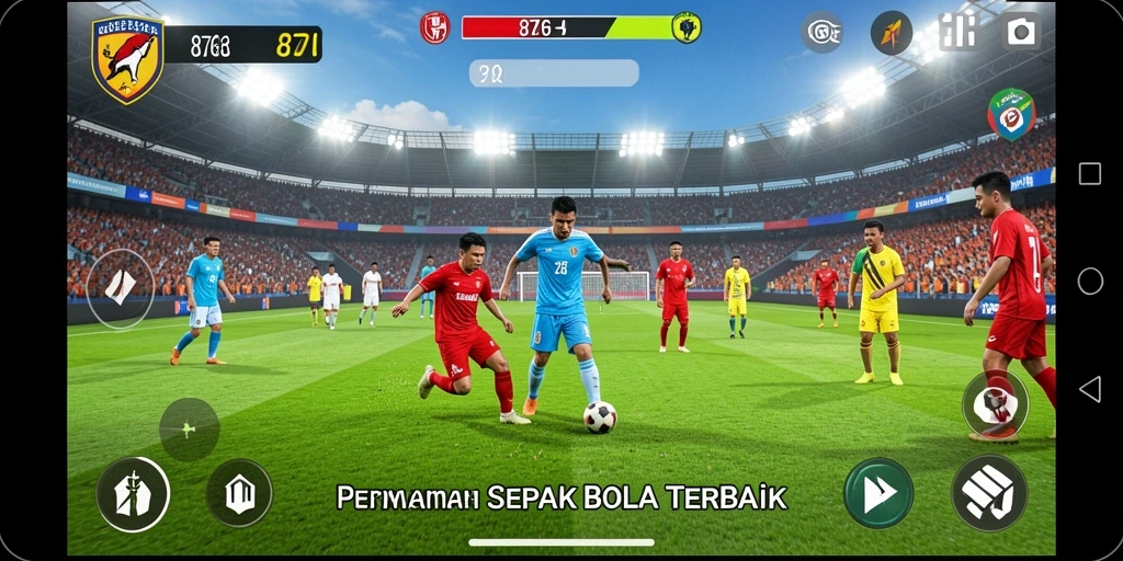 Tangkapan layar gameplay 8768 menampilkan aksi sepak bola yang seru dan mendebarkan.