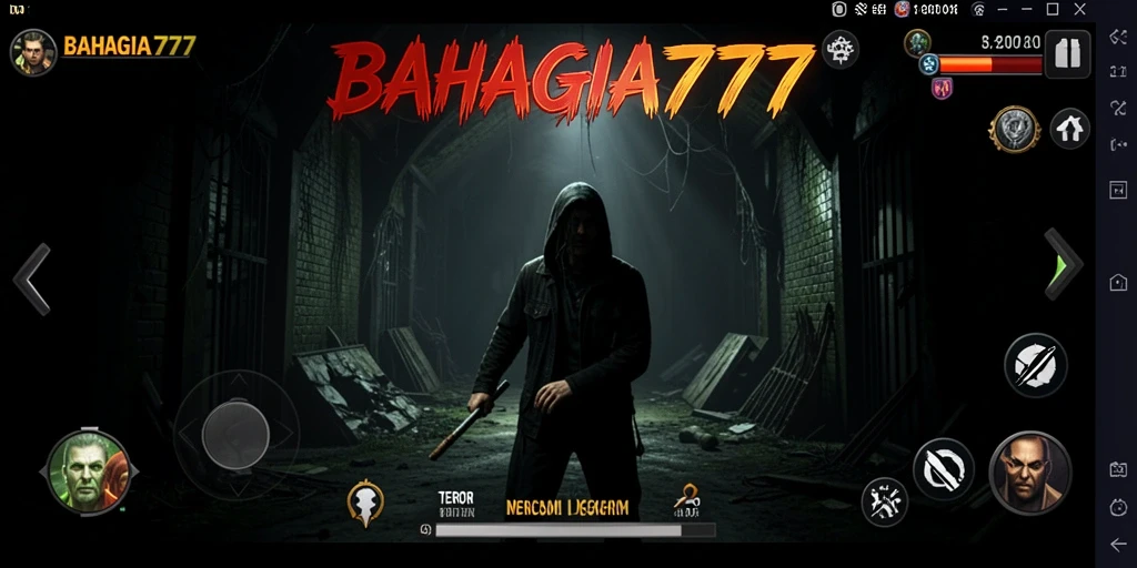 Tangkapan layar menampilkan suasana menyeramkan dalam gameplay BAHAGIA777.