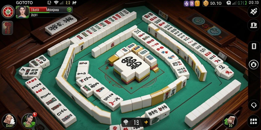 Screenshot gameplay GOTOTO menunjukkan aksi permainan Mahjong yang seru.