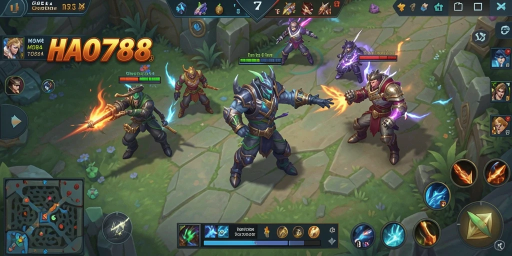 Tampilan menarik dari gameplay seru HAO788 MOBA.