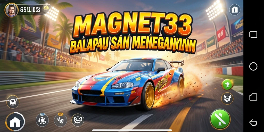 Tampilan gameplay seru di trek balapan MAGNET33.