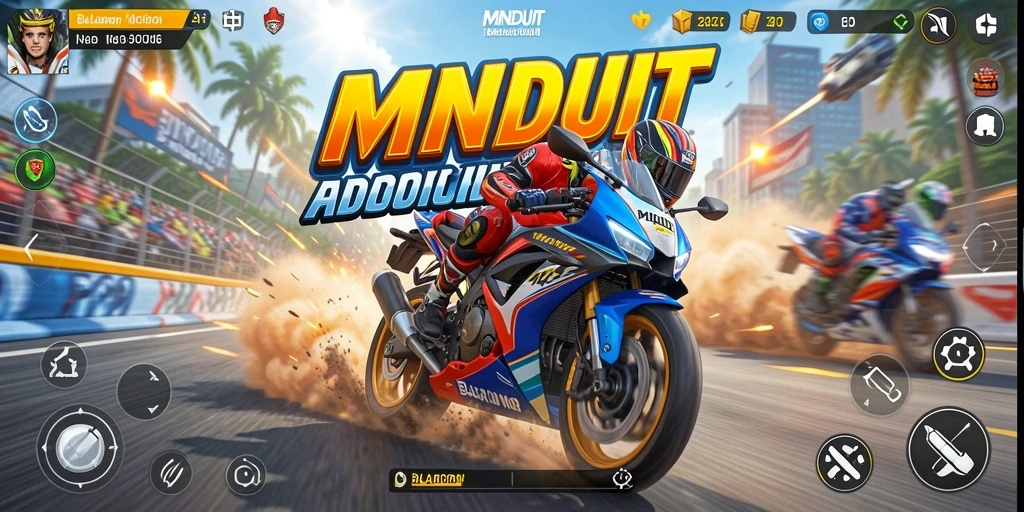 Gameplay MNDUIT yang seru dan menegangkan dalam balapan motor.
