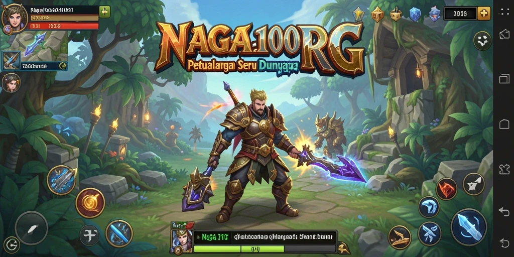 Screenshot NAGA1001 menampilkan serunya pertempuran di dunia RPG.