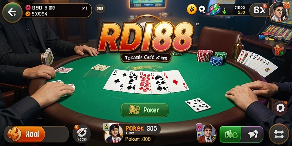 Screenshot utama RDI88 menampilkan keseruan permainan poker yang kompetitif.