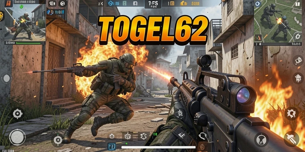 Tampilan screenshot dari gameplay seru TOGEL62 di medan perang FPS.