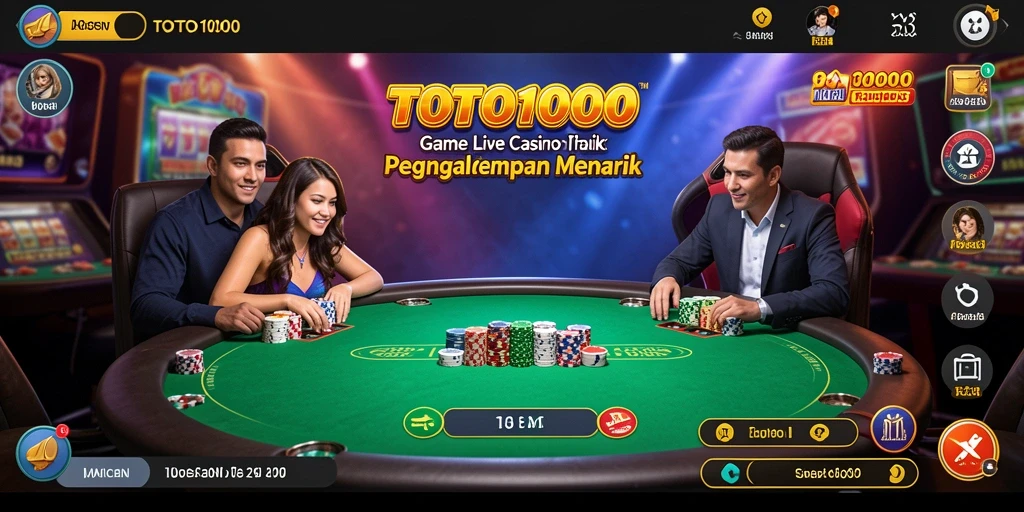 Screenshot gameplay TOTO1000 yang menampilkan dealer langsung dan interaksi sosial.