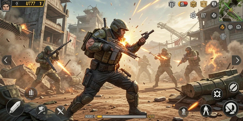 Gameplay seru dalam pertarungan arena UT77 yang mendebarkan.