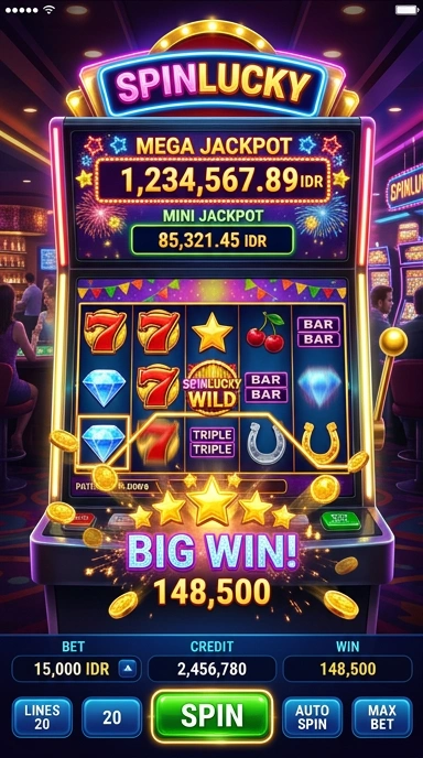 Tampilan antarmuka utama aplikasi spinlucky yang intuitif.